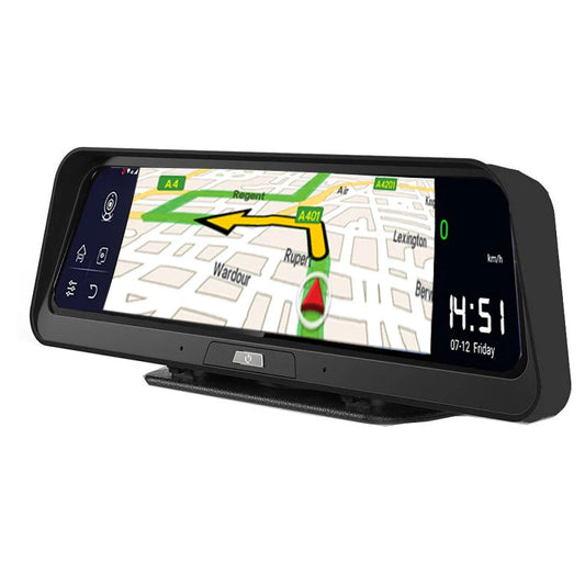 Dashcam voor Auto - 10” Android 8.1 Dashcam - IPS Touchscreen - ADAS Rijhulp - GPS Navigatie - WiFi - Dual Camera 1080P - Parkeermodus - G-Sensor - 4G 6m Camera aan de Achterkant - Zwart