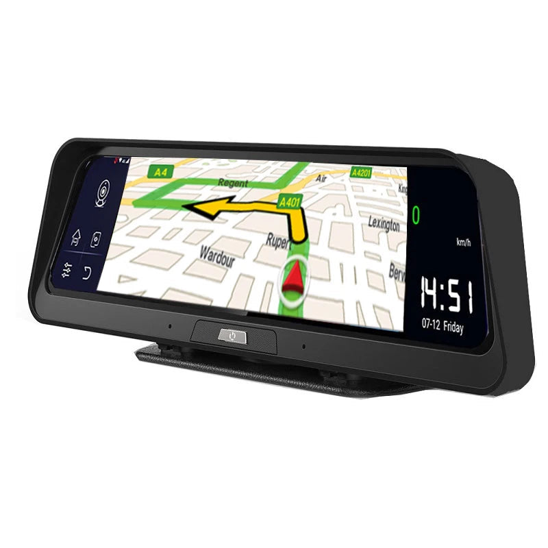 Dashcam voor Auto - 10” Android 8.1 Dashcam - IPS Touchscreen - ADAS Rijhulp - GPS Navigatie - WiFi - Dual Camera 1080P - Parkeermodus - G-Sensor - 4G 15m Camera aan de Achterkant - Zwart
