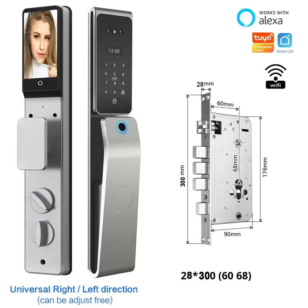 Smart Deurslot – Slimme Deurslot – Elektronisch Slot – Vingerafdrukslot – App Slot – 8 Ontgrendelingsmethodes – IP67 Waterdicht & Duurzaam Aluminium - 28x300 - 6068 insteek - QUORE