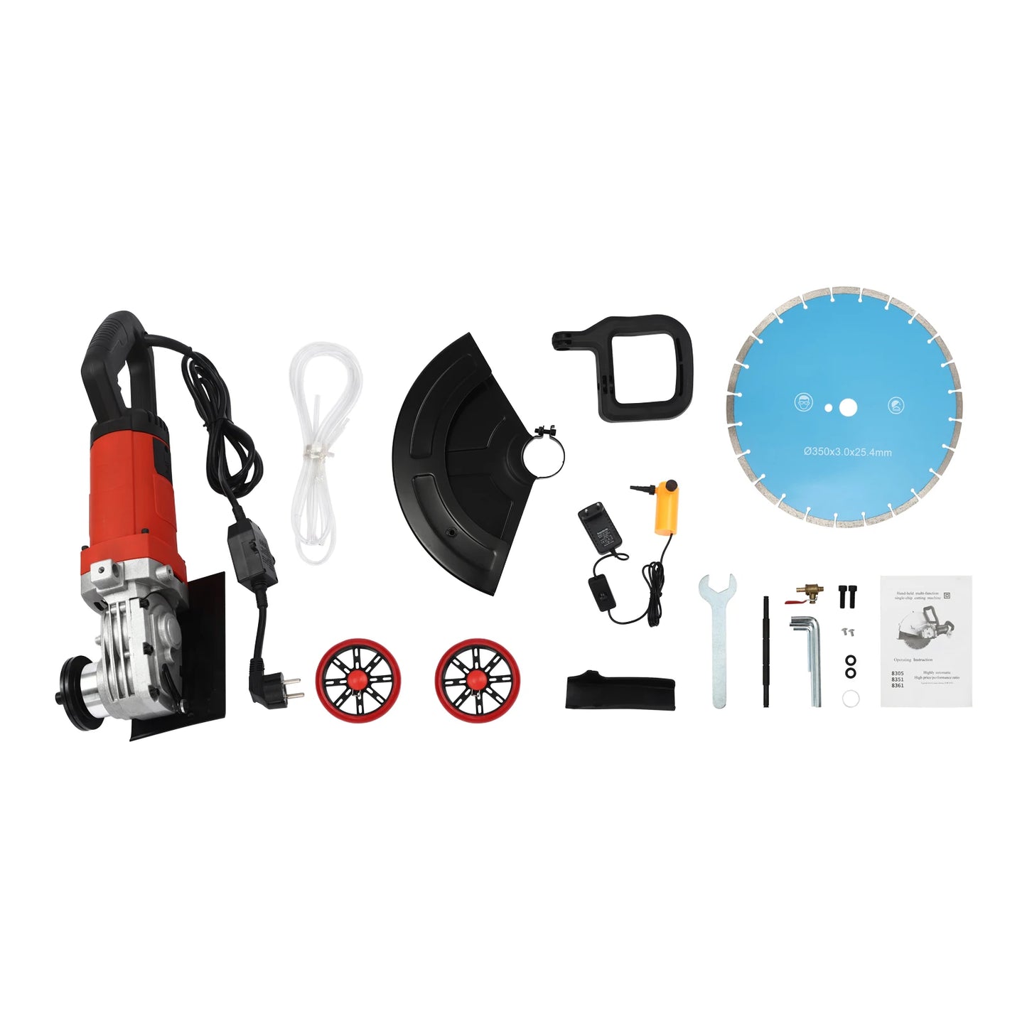 Elektrische Betonzagen – Betonzaag – Cirkelzaag – Steenzaag – Sleuvenzaag – 4000W Motor – 350mm Diamantzaagblad & Waterpomp - QUORE