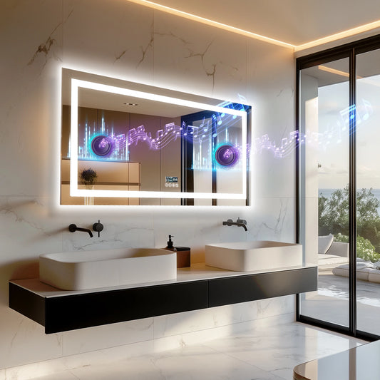 LED-Badkamerspiegel – Spiegel Met Verlichting – Badkamer Spiegel – Led Spiegel – Bluetooth Speaker – Anti-Condens – Dimbaar Licht - 40x24 inch
