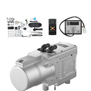 Luchtverwarmer Diesel/Gasolie- Parkeerverwarming- Autokachel- 5KW 12V- met sanitair LCD schakelaar Geluiddemper Motor- Zilver