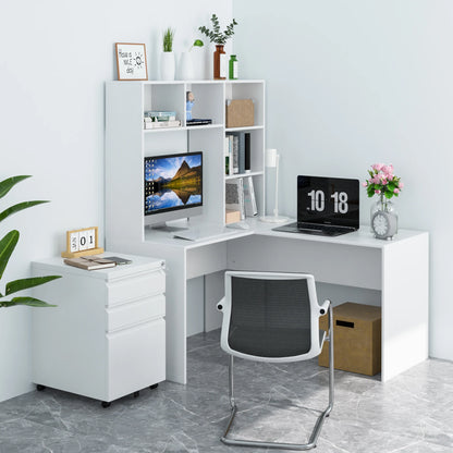 Hoekbureau - Bureau - Game Bureau - L-vormig Computertafel - 124.7 x 107.8 x 152.5 cm - Kantoor- en Studiemeubilair - Desk - Wit - QUORE