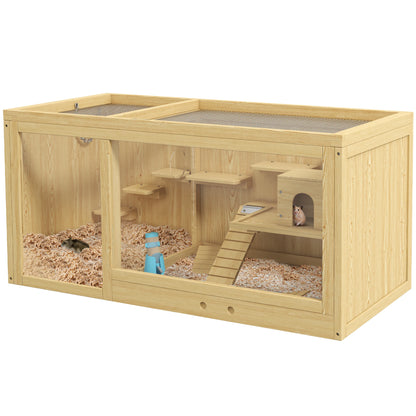 Hamsterruimte – Hamsterkooi – Knaagdierkooi – Dierenhok – Speelkooi – Hout – Meerlaagse Kooi 100x50x50 cm - QUORE
