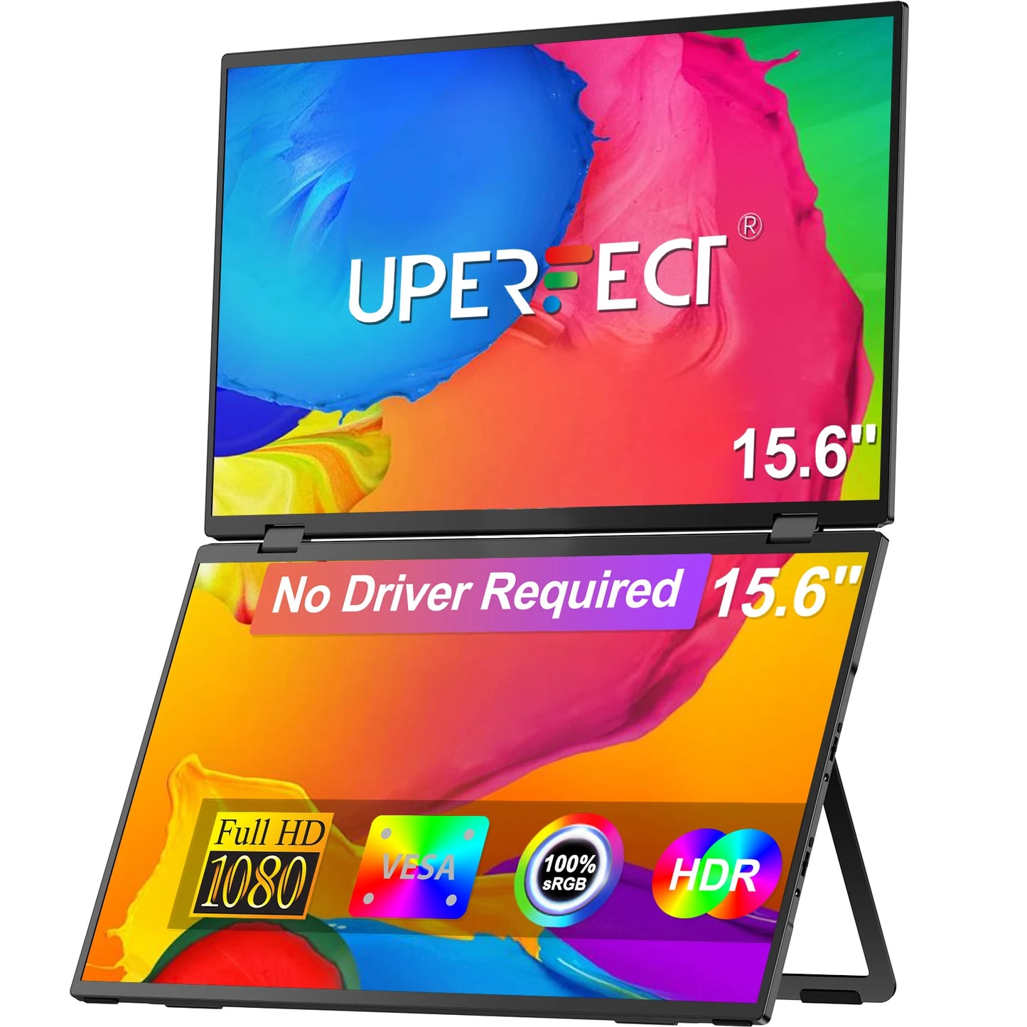 Draagbare Monitor – Opvouwbare Monitor – Dubbele Monitor – Mobiele Monitor – Laptop Scherm – 15,6 Inch – Full HD IPS – 360° Draaibaar & Opvouwbaar