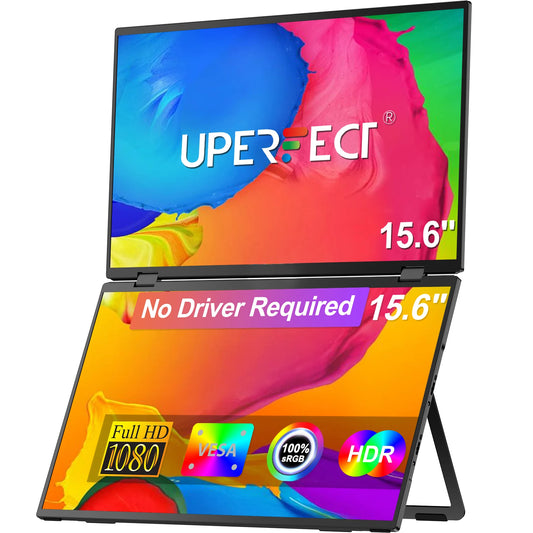 Draagbare Monitor – Opvouwbare Monitor – Dubbele Monitor – Mobiele Monitor – Laptop Scherm – 15,6 Inch – Full HD IPS – 360° Draaibaar & Opvouwbaar