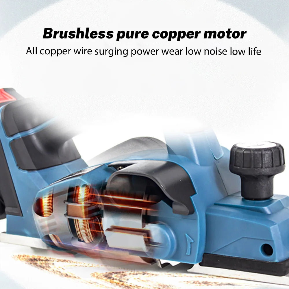 Schaafmachine - Elektrische Schaaf - Parallelgeleider - Opvangzak - Draadloze Elektrische Houtfrees - 1200W - 15000RPM - Brushless Motor - Houtbewerking Schaaf- en Freesmachine - 1 Accu