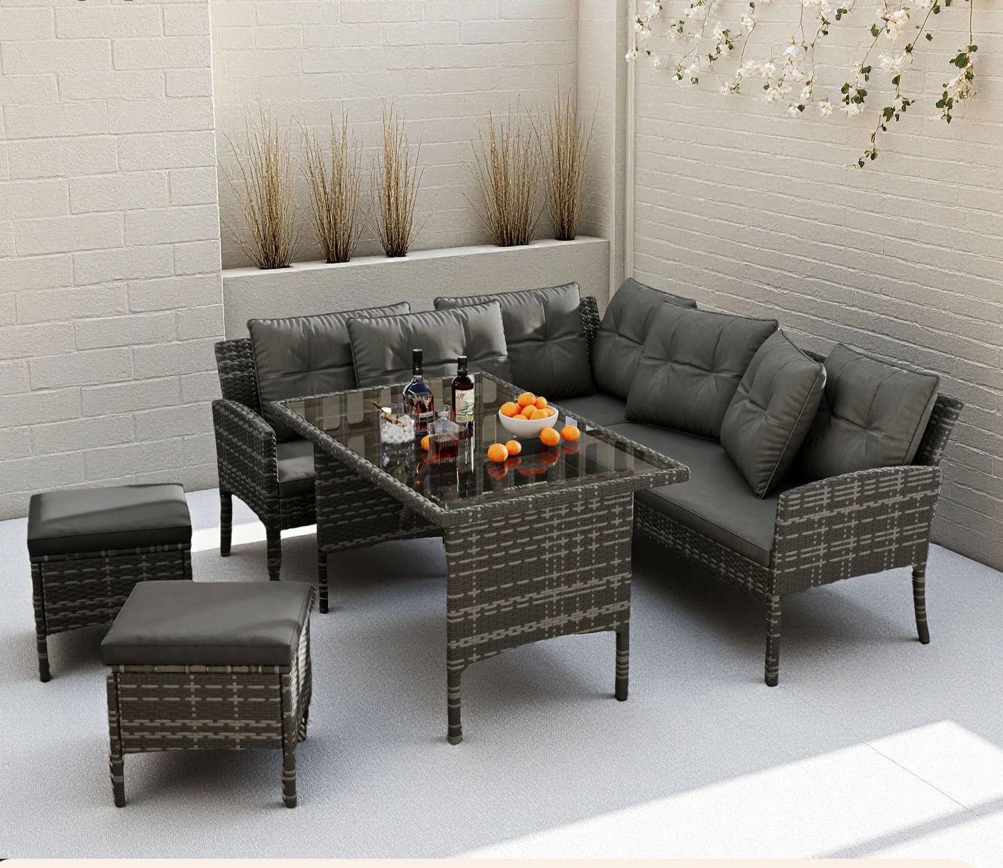 Tuinmeubelset – Buitenmeubilair – Tuinset – Loungeset – Metalen Frame – UV-Bestendig PE-Rattan – Wasbare Kussens