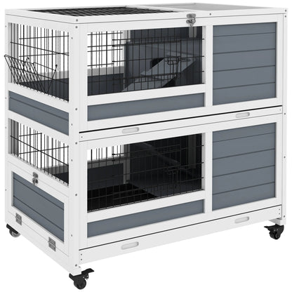 Houten Dierenkooi – Konijnenkooi – Knaagdierkooi – Caviakooi – Buitenkooi – Twee Verdiepingen – Uitneembare Trays