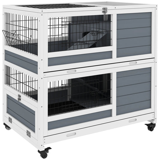 Houten Dierenkooi – Konijnenkooi – Knaagdierkooi – Caviakooi – Buitenkooi – Twee Verdiepingen – Uitneembare Trays
