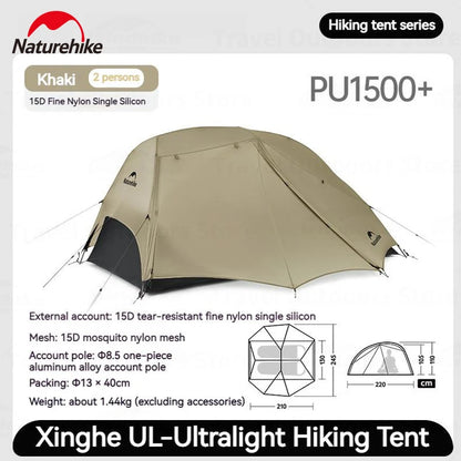 Naturehike Star River UL Camping Tent 15D Silicone 2 Person 3 Seasons Tent Ultralight Portable Outdoor Hiking Tents With Mat