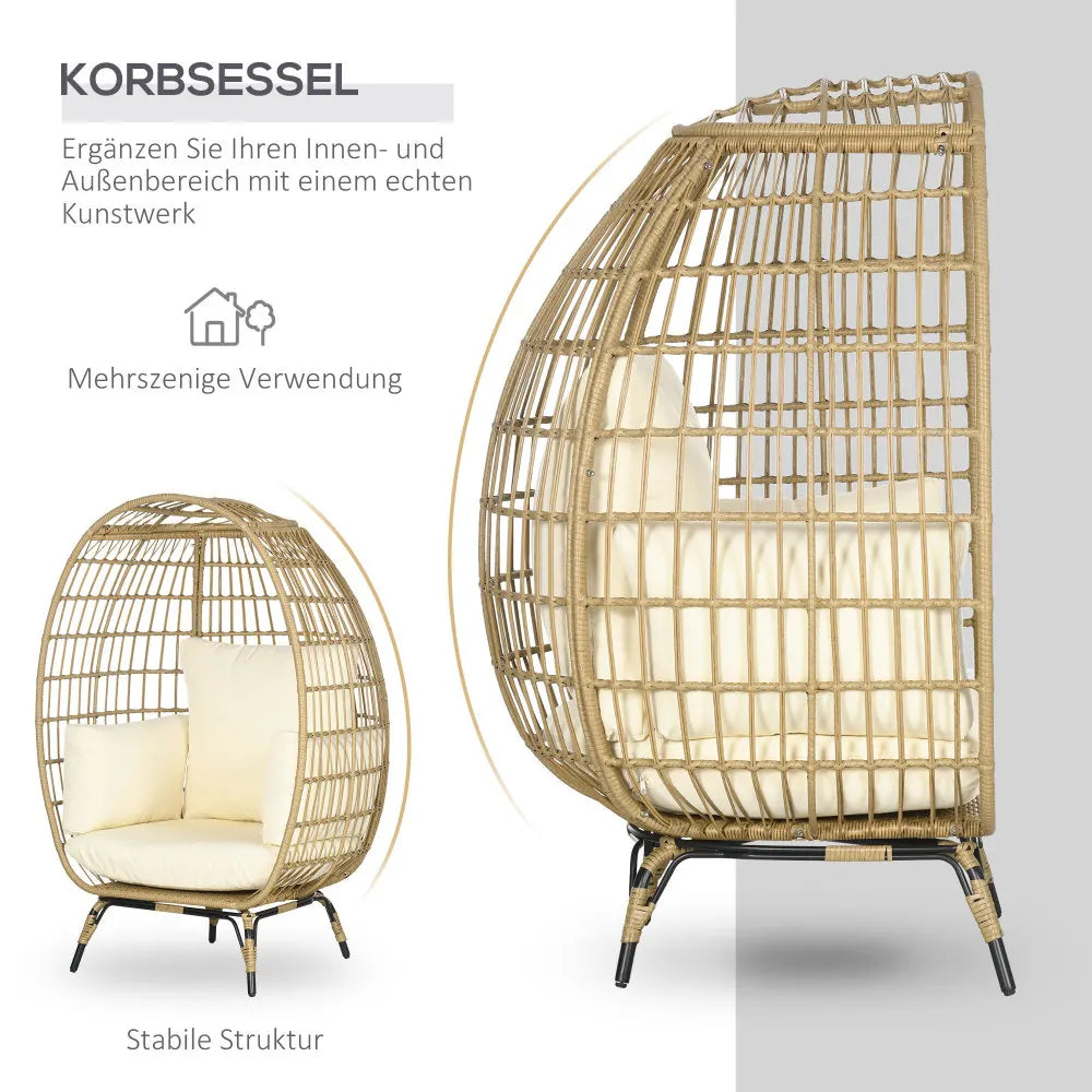 Tuinstoel – Balkonstoel – Relaxstoel – Lounge Stoel – Verhoogde Fauteuil – Met Verstelbare Pootjes – Met Dik Kussen - 105 x 90 x 148 cm - Donkerkhaki
