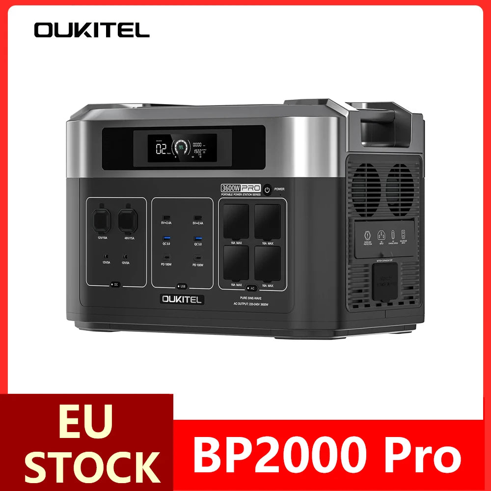OUKITEL BP2000 Pro Portable Power Station 2048Wh To 16384Wh LiFePO4 Battery 3600W AC Output 2000W Smart App Control