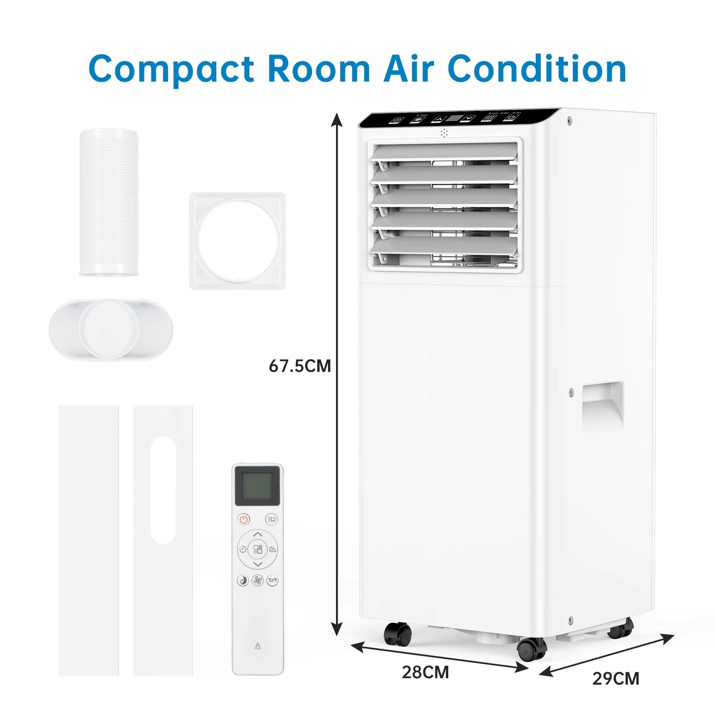 Mobiele Airconditioner – Draagbare Airco – Verplaatsbare Airconditioner – 4-in-1 Airco – 9000 BTU Koelen – Stil Met Timer