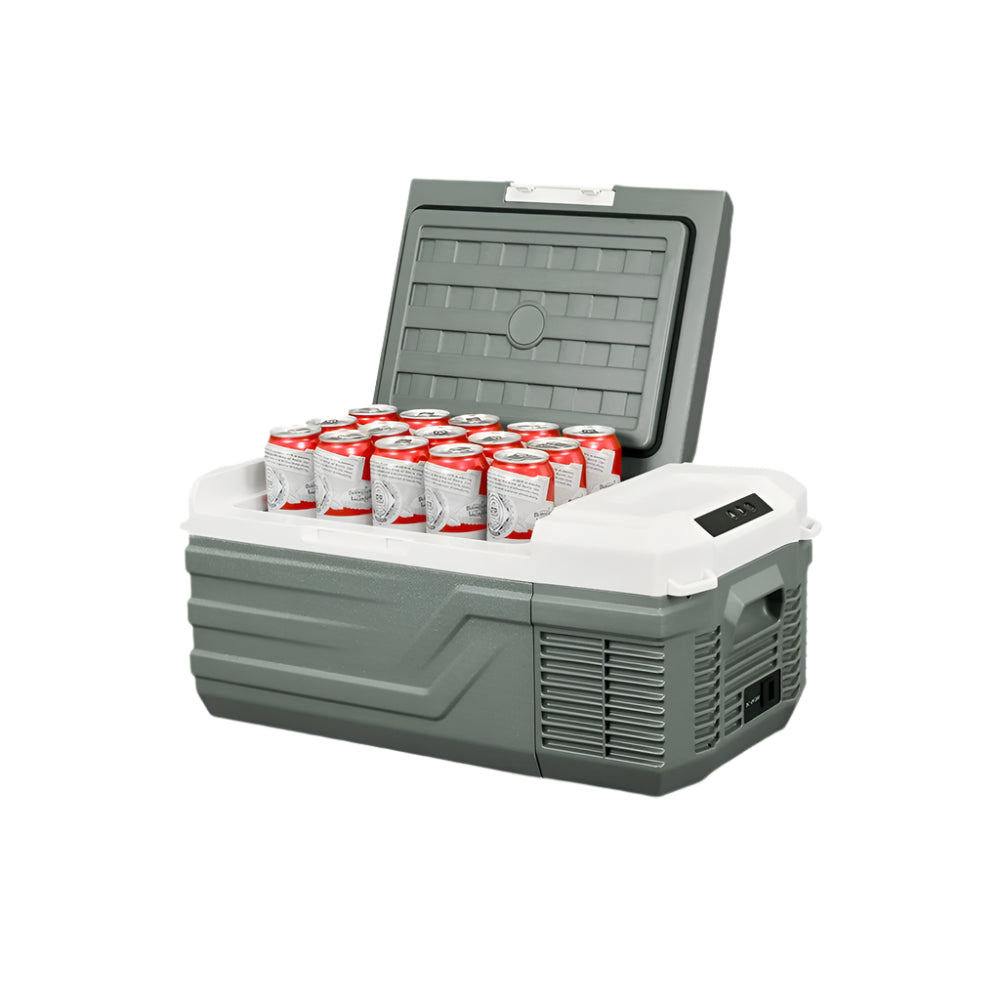Mini Koelkast - Auto Koelkast - Draagbare Compressor Koelbox - Elektrische Vriesbox - met Veiligheidssleuven voor Vastbinden - voor Camping - Auto - Vrachtwagen - Boot - 15L - 100V~240V AC - 12/24 DC - 60.2 x 32.8 x 26.3 cm - Groen