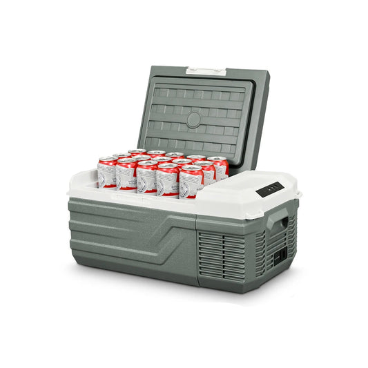 Draagbare Autokoelkast Met Vriesvak – Elektrische Auto Koelbox – 12V/24V Aansluiting – Compacte Koelbox 15L – Instelbare Temperatuur Tot -20°C – Ideaal Voor Auto - Camping en Vrachtwagen – Koelen en Vriezen - QUORE