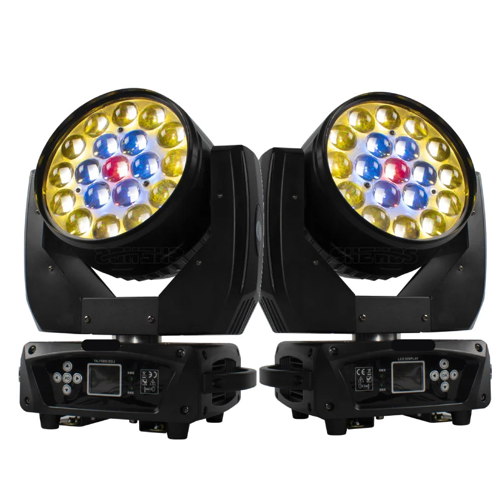 Discolamp - Party Lights - Disco licht - Party Laser  - Podiumverlichting - Mini LED & Laser Party Lamp - 19x15W Zoom & DMX-compatibel -  Discobal - Beam+Wash RGBW Moving Head Lich - 2 Stuks