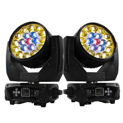 Discolamp - Party Lights - Disco licht - Party Laser  - Podiumverlichting - Mini LED & Laser Party Lamp - 19x15W Zoom & DMX-compatibel -  Discobal - Beam+Wash RGBW Moving Head Lich - 2 Stuks