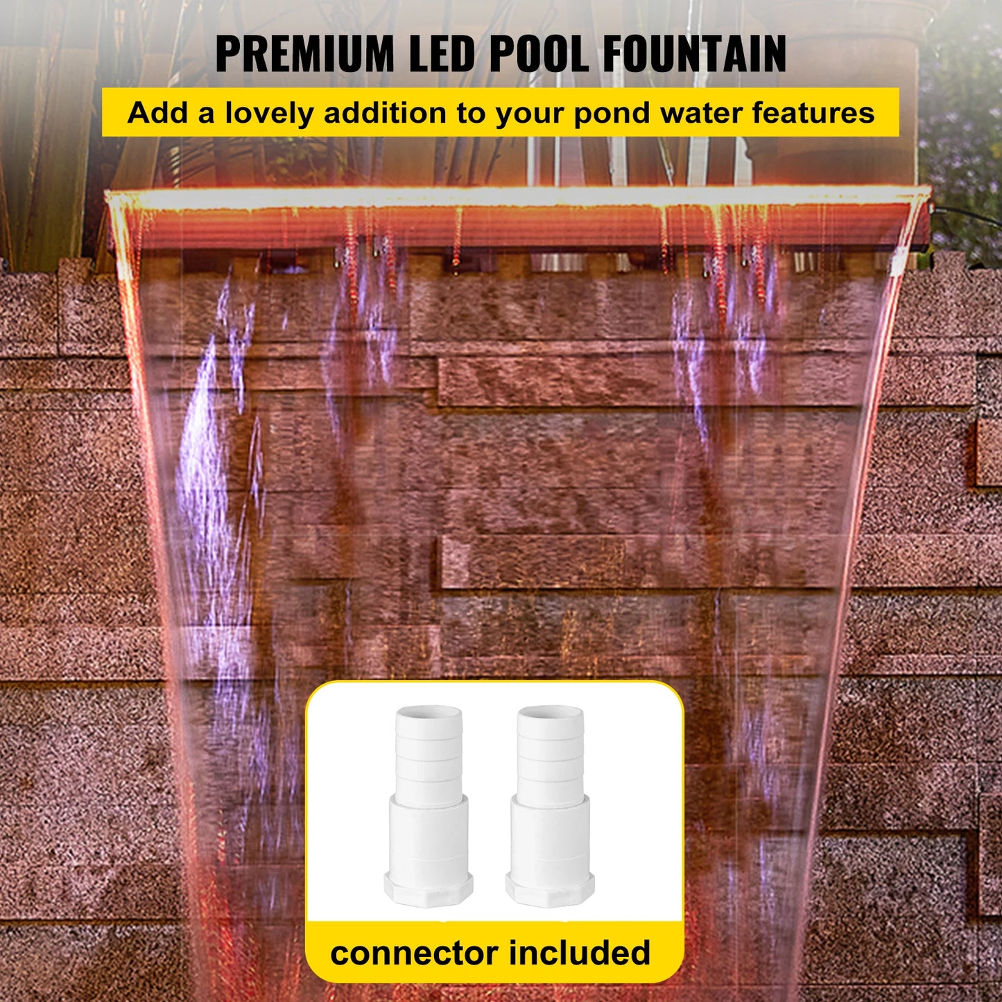 Waterval Fontein - Zwembad - Waterval Overlaat - Kamerfontein  - Binnen & Buiten -  92 cm - met LED-verlichting - Zwembadfontein met 17 Kleuren en Afstandsbediening – Buiten Fontein Kit voor Waterpartijen