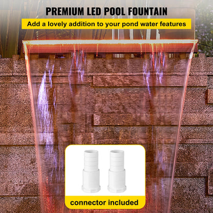Waterval Fontein - Zwembad - Waterval Overlaat - Kamerfontein  - Binnen & Buiten -  92 cm - met LED-verlichting - Zwembadfontein met 17 Kleuren en Afstandsbediening – Buiten Fontein Kit voor Waterpartijen
