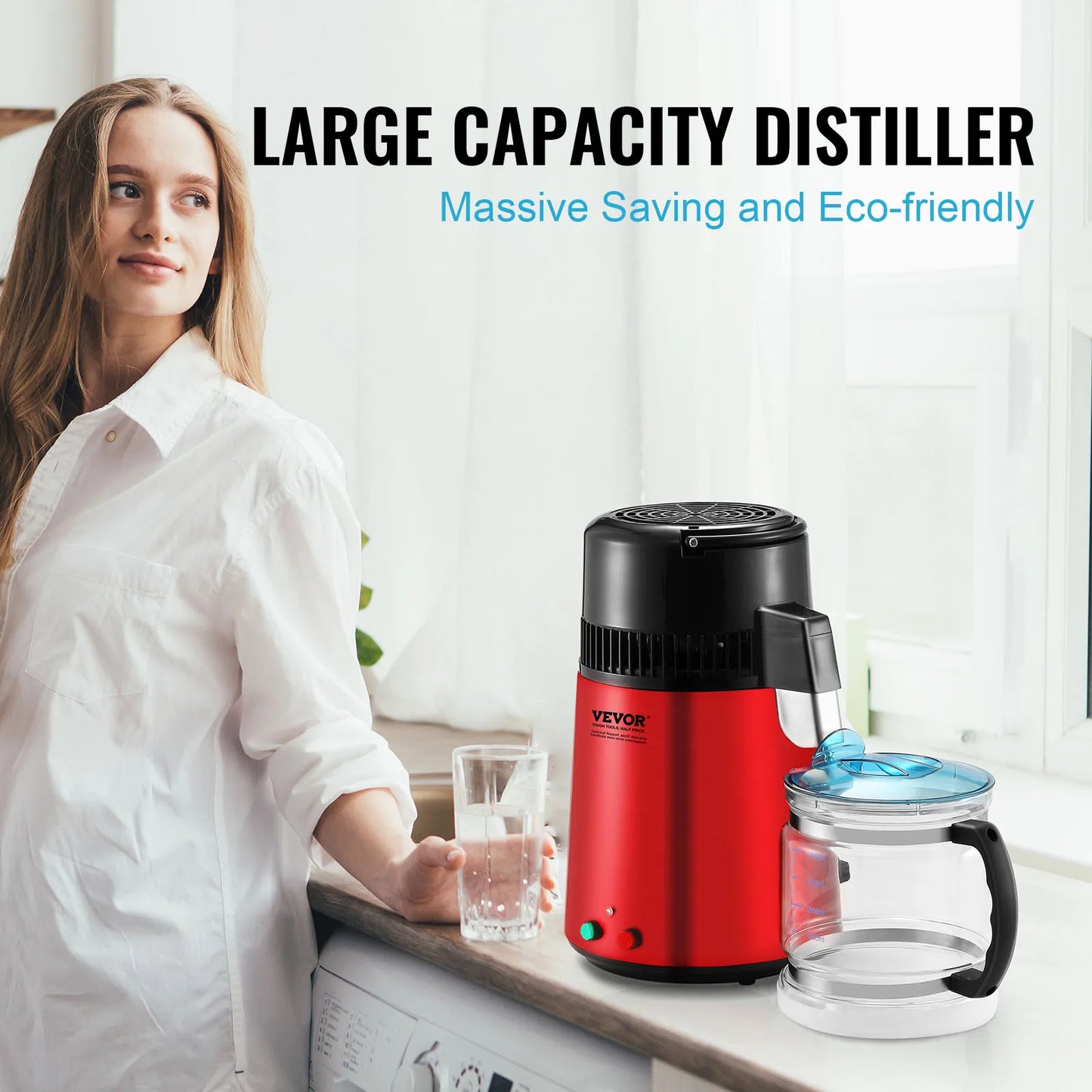 Destilleerapparaat - Water Destilleerapparaat - Waterdispenser - Waterdistilleerder - 4L - Krachtige 750W Waterzuiveraar voor Thuisgebruik - Grijs