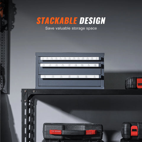 Boorbitdispenser - 29 stuks - Drie-laden boormachine organizer - Hoogwaardig materiaal - Poedercoating - Zwart - QUORE