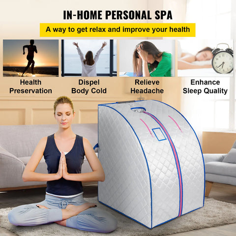 Vevor - Mobile Sauna - Mobile Spa - Including folding chair - Portable Sauna Cabin - Foldable Sauna - Portable Steam Cabin - Sauna Tent - Infrared Sauna - 220V - White