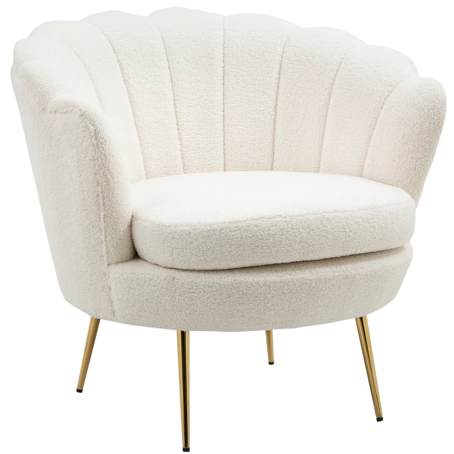 Fauteuil – Armstoel – Stoel – Zetel – Relaxstoel – Wit Gestoffeerd Fleece – 10 cm Dikke Schuimvulling