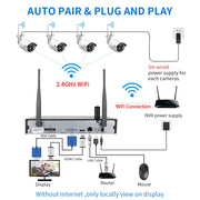 Security Camera System - 10CH - 5MP Camera - Outdoor - Surveillance Camera - AI Human Detection - Security Camera - Security Camera System - NTSC,PAL - Alexa - 4 Pieces - White