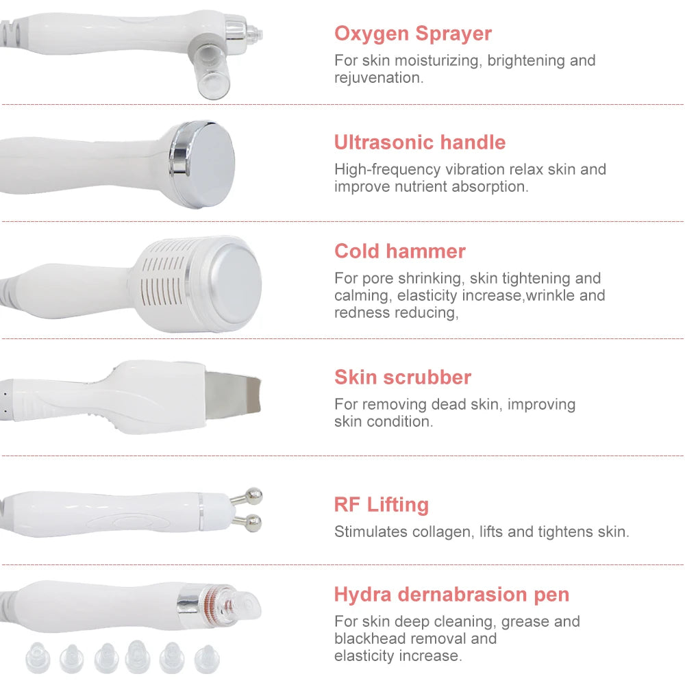 AOKO New 7 in 1  Hydro Dermabrasion Skin Care Beauty Machine Water Oxygen Jet Hydro Diamond Peeling Microdermabrasion Device