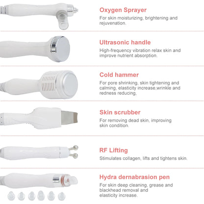 AOKO New 7 in 1  Hydro Dermabrasion Skin Care Beauty Machine Water Oxygen Jet Hydro Diamond Peeling Microdermabrasion Device
