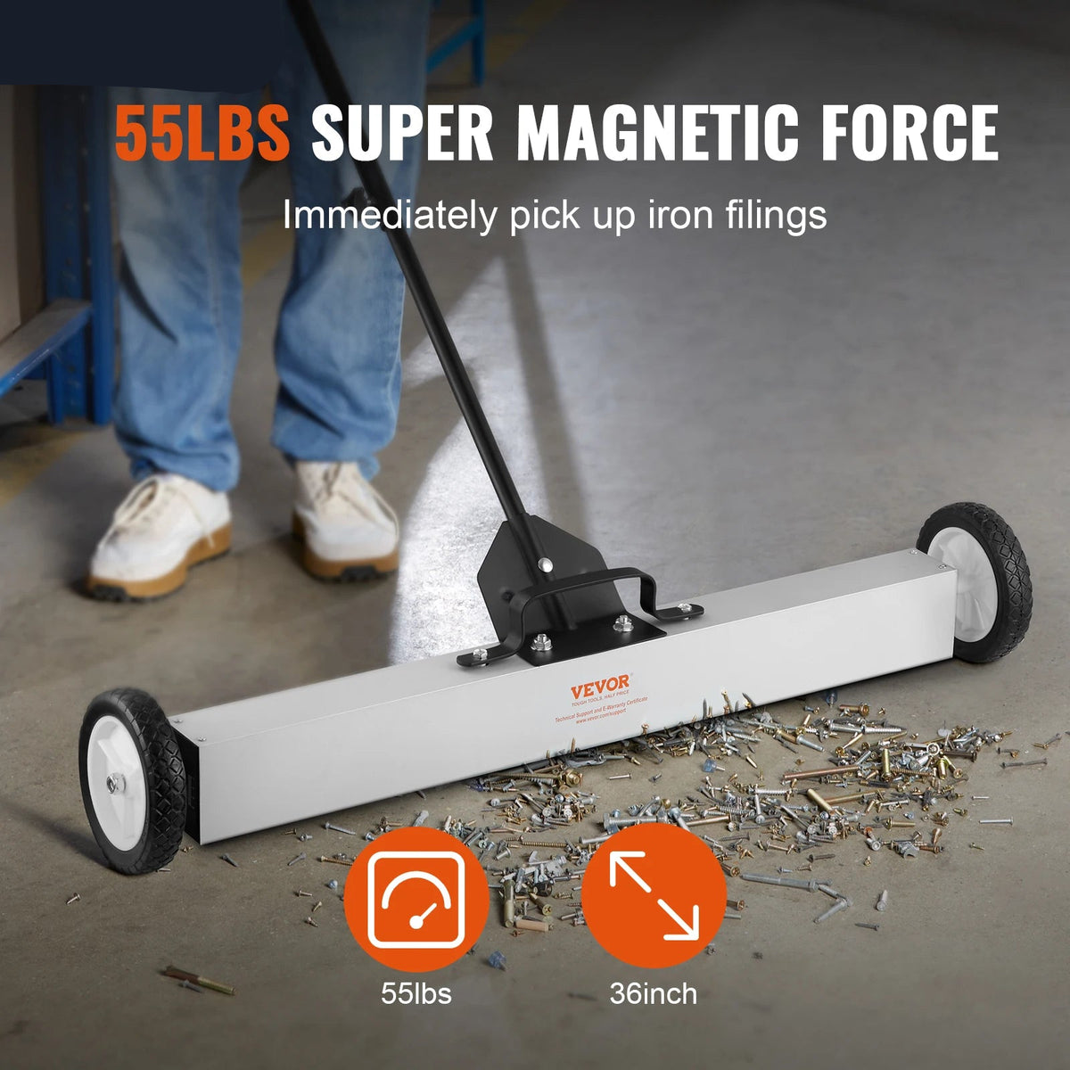 Sweeper - Magnetic sweeper - Brush sweeper -. with wheels Push type - Magnetic - Large Magnet Pickup Lawn Telescopic sweeper