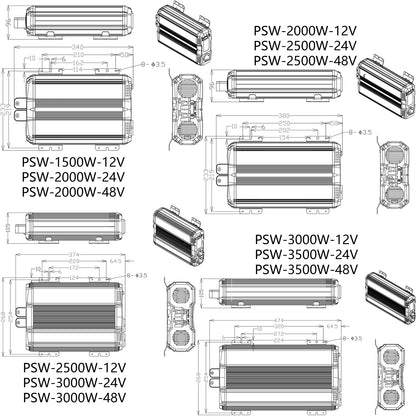 PVBEYORND Pure Sine Wave Inverter Power Inverter 7000W DC 12V 24V 48V To AC 230V 50HZ Continuous Power 3500W Suitable Home or RV