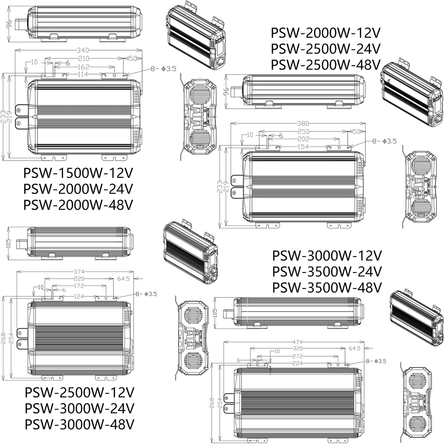 PVBEYORND Pure Sine Wave Inverter Power Inverter 7000W DC 12V 24V 48V To AC 230V 50HZ Continuous Power 3500W Suitable Home or RV