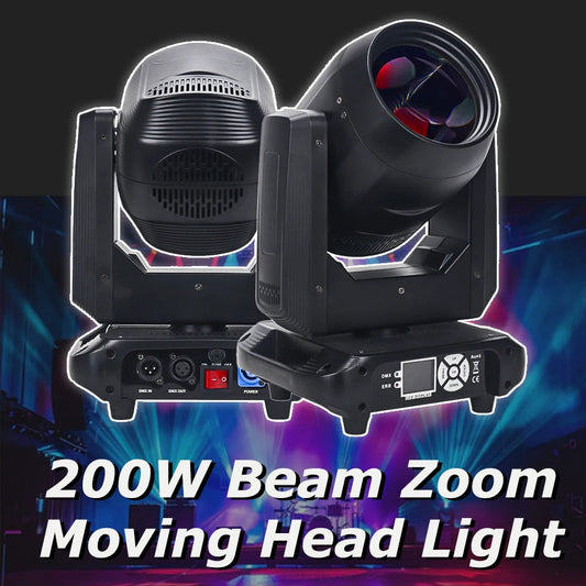 LED Moving Head Beam Spot – Stage Light – DJ Licht – Disco Verlichting – Podiumlamp – 200W LED – 360° Draaibare Prisma & 9 Kleuren