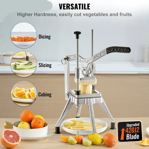 Groenteversnipperaar - Multifunctionele groentesnijder & Franse frietjes met verstelbare messen - roestvrij staal - QUORE