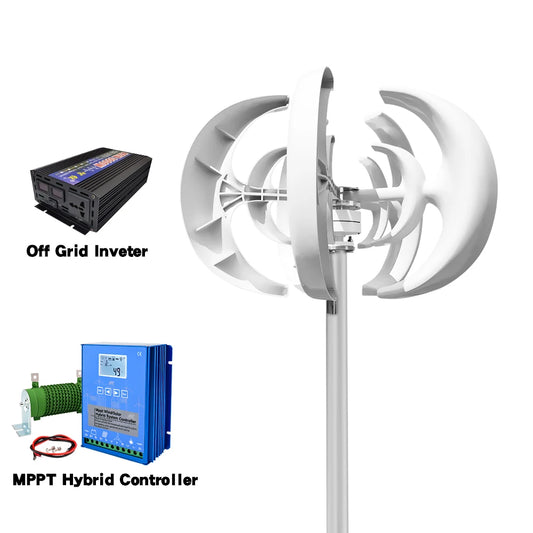 Windturbine – Verticale As Windmolen – Windenergie Generator – Duurzame Energie – Windmolen – 5000 Watt Vermogen – Weerbestendig IP54 - 48V - Met Off-grid Systeem