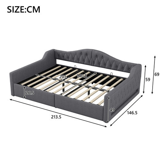 Eenpersoonsbed – Stijlvol Bed – Tweepersoonsbed – Bedframe – Logeerbed – 140x200 cm – Geïntegreerde LED Verlichting – Opberglade