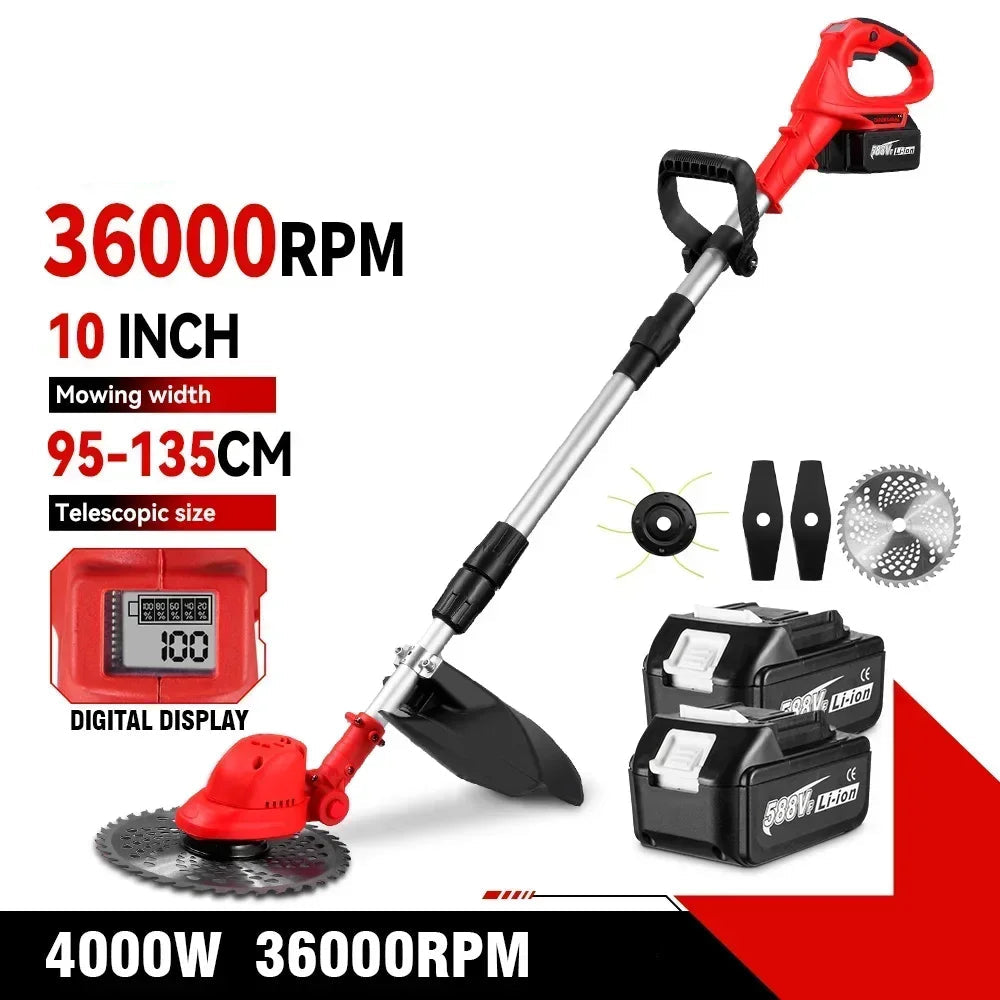 Grastrimmers - Met Accu - Draadloze - Snoeischaar - Onkruidborstel Electrisch - Snijder - 10 inch - 18V Batterij - 36000RPM - Tuingereedschap - Vouwbaar - Verstelbaar Handvat - Vouwbaar Ontwerp - Zonder Accu