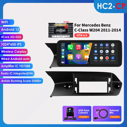 Hizpo Carplay 4G AI Systems Android 13 Car Radio for Mercedes Benz C-Class W204  Multimedia Video Player GPS Autoradio Bluetooth