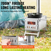 Wood Stove - Stove - Tent Stove - Rocket Stove - Camping Stove - Stainless Steel - with Chimney Pipes &amp; Gloves 700in³Firebox