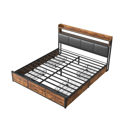 Bed – Slaapbank – Ledbed – Opbergbed – Comfortabel Hoofdeinde – Vier Opberglades