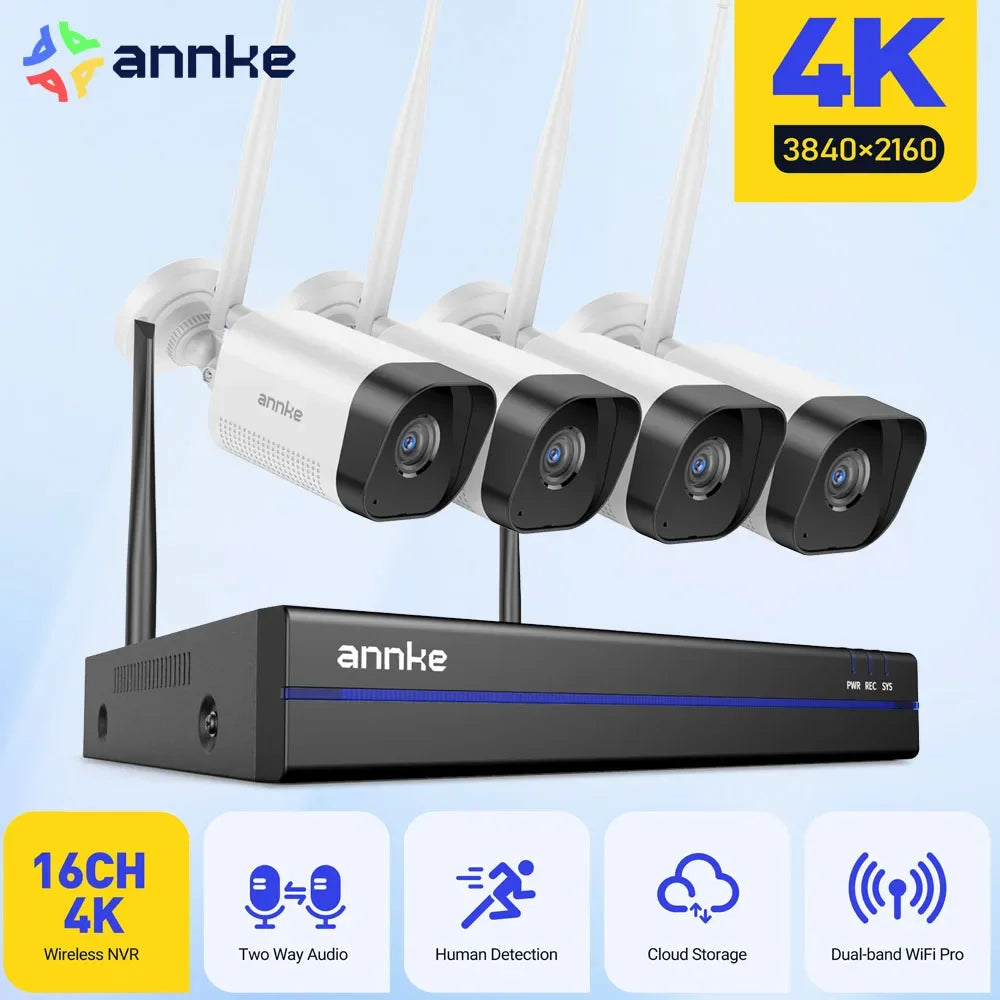 ANNKE 8MP Wireless NVR Security System Wi-Fi Access H.264+ Video 16Ch NVR Two-Way Voice Motion Detection Night Vision IP Camera - QUORE