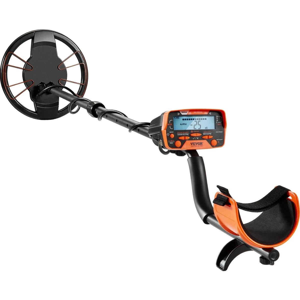 Metaaldetector - Metaalzoekapparaat voor professionals - Hoge nauwkeurigheid - Onderwater en ondergronds - LCD-scherm - DSP-chip - 7 modi - 8 inch spoel - Zwart en oranje