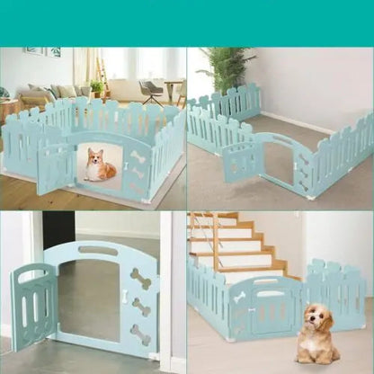 Hondenren - Puppyren - Konijnenren - Konijnenhok - van Gerecycled Kunststof - H60cm - 3/5/7+1 Panelen met Deur – Voor Binnen en Buiten - Lichtgroene