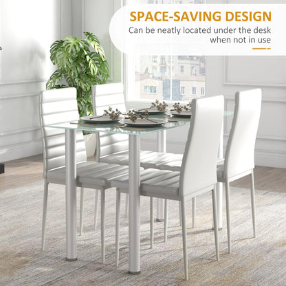 Eethoek – Eettafelset – Eetkamerset – Tafel Met Stoelen – Glazen Tafelblad – 5-Delige Set – Gehard Veiligheidsglas