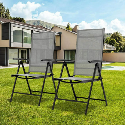 Tuinstoelen - Balkonstoelen - 7-Standen Verstelbaar - Opvouwbare - Aluminium Frame - Set van 2 - Tot 150kg Draagkracht – Tuin & Camping Stoelen - Grijs