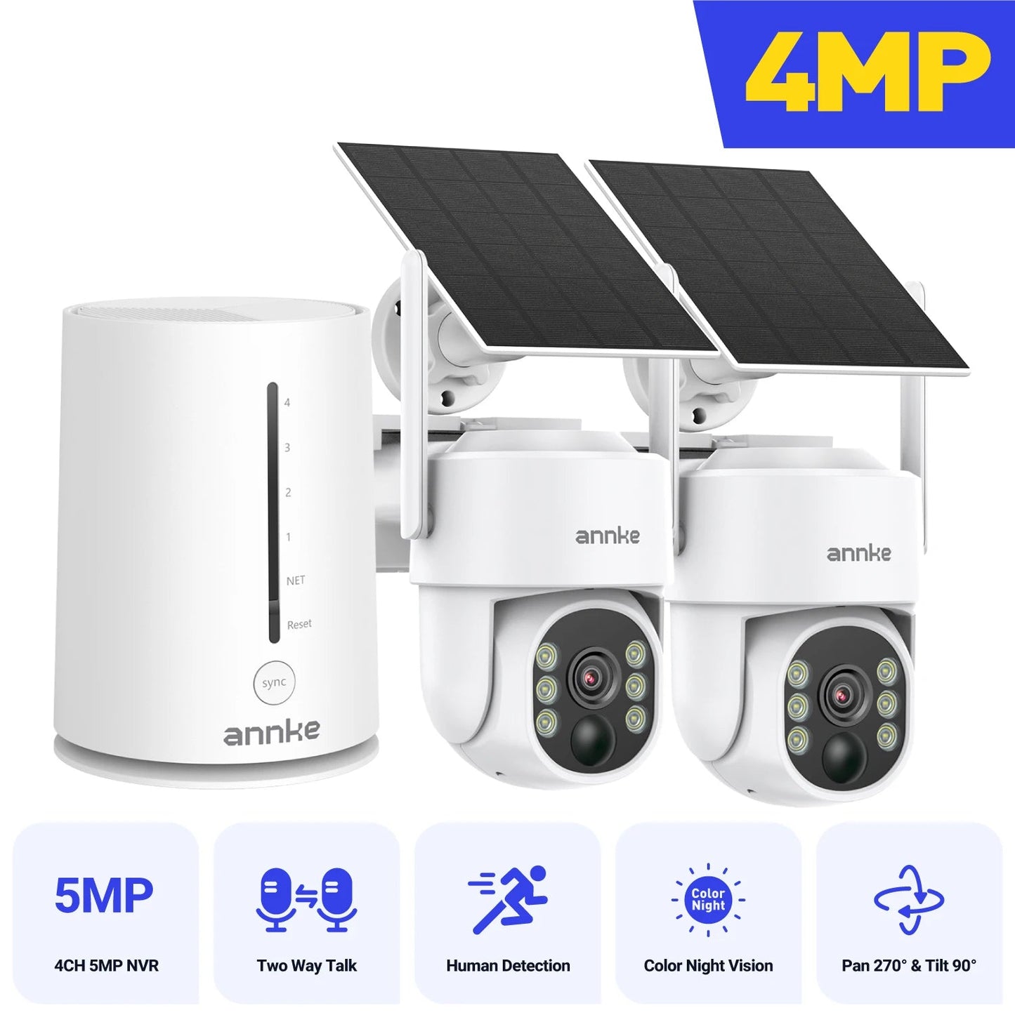 Draadloze Beveiligingscamera – Solar Camera – Buiten Camera – Wifi Camera – IP Camera – 4MP Resolutie – Zonne-energie Met 9000mAh Batterijen - QUORE