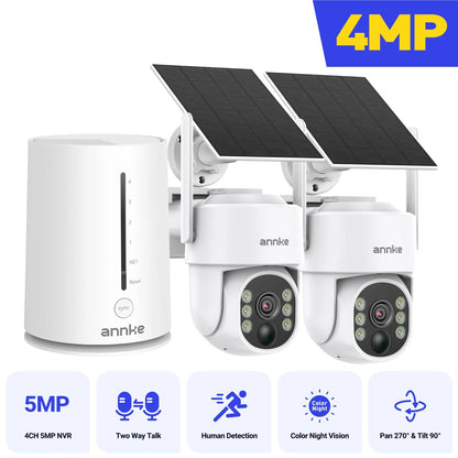 Draadloze Beveiligingscamera – Solar Camera – Buiten Camera – Wifi Camera – IP Camera – 4MP Resolutie – Zonne-energie Met 9000mAh Batterijen - QUORE