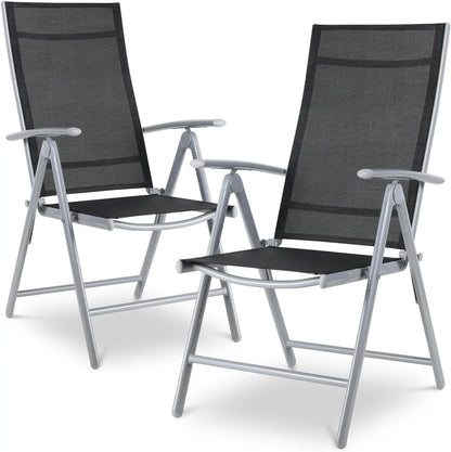 Tuinset – Balkonset – Buitenmeubilair – Tuinmeubel – Inklapbaar – Aluminium Frame – 7-Voudig Verstelbare Rugleuning